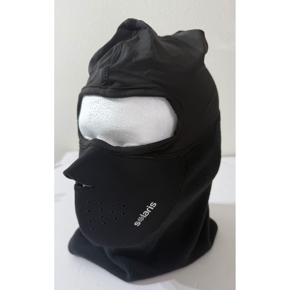 Solaris Black Balaclava Face Mask Thermal Fleece Winter Ski Mask Unisex OSFA